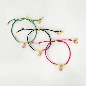 Fortune Cookie String Bracelet (Pink) - Gold